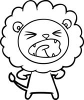 dessin animé lion en colère vecteur
