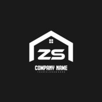 zs lettres initiales vecteur de conception de logo pour la construction, la maison, l'immobilier, le bâtiment, la propriété.