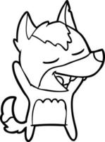 loup de dessin animé en riant vecteur