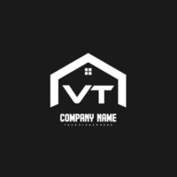 vecteur de conception de logo de lettres initiales vt pour la construction, la maison, l'immobilier, le bâtiment, la propriété.