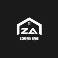 vecteur de conception de logo de lettres initiales za pour la construction, la maison, l'immobilier, le bâtiment, la propriété.