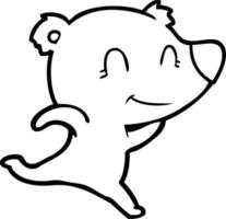 dessin animé amical ours en cours d'exécution vecteur