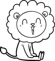 dessin animé lion qui rit assis vecteur