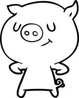 cochon dessin animé heureux vecteur