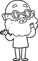 homme curieux de dessin animé avec barbe et lunettes vecteur