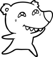 ours de dessin animé montrant des dents vecteur