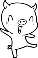 dessin animé cochon qui danse vecteur