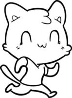 dessin animé chat heureux en cours d'exécution vecteur