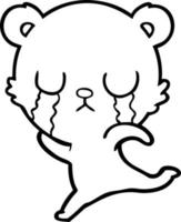 ours de dessin animé qui pleure s'enfuit vecteur