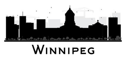 silhouette noire et blanche de l'horizon de la ville de winnipeg. vecteur