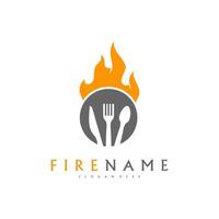 modèle de logo de nourriture de feu, vecteur de concept de conceptions de logo de nourriture chaude