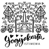 doodle de la ville de yogyakarta en indonésie vecteur