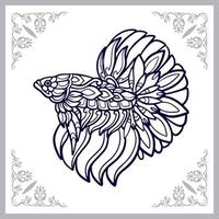 arts de mandala poisson betta coloré isolé sur fond noir vecteur