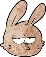 visage de lapin blasé de dessin animé vecteur