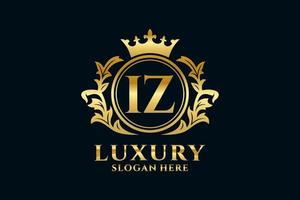 modèle de logo de luxe royal de lettre iz initial dans l'art vectoriel pour des projets de marque luxueux et d'autres illustrations vectorielles.