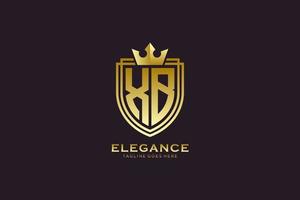 logo monogramme de luxe élégant initial xb ou modèle de badge avec volutes et couronne royale - parfait pour les projets de marque de luxe vecteur