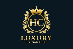 modèle de logo de luxe royal lettre hc initial dans l'art vectoriel pour les projets de marque de luxe et autres illustrations vectorielles.