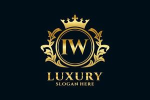 modèle initial de logo de luxe royal de lettre iw dans l'art vectoriel pour des projets de marque luxueux et d'autres illustrations vectorielles.