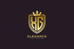 logo monogramme de luxe élégant initial xg ou modèle de badge avec volutes et couronne royale - parfait pour les projets de marque de luxe vecteur