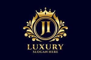 modèle de logo de luxe royal lettre initiale ji dans l'art vectoriel pour les projets de marque luxueux et autres illustrations vectorielles.