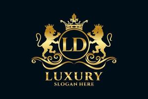 modèle initial de logo de luxe ld lettre lion royal dans l'art vectoriel pour les projets de marque de luxe et autres illustrations vectorielles.