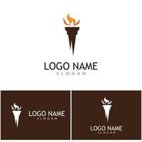 torche avec flamme logo vector illustration design