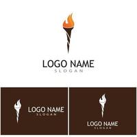 torche avec flamme logo vector illustration design