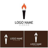 torche avec flamme logo vector illustration design