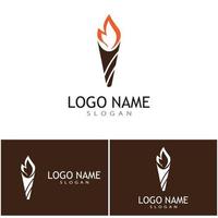 torche avec flamme logo vector illustration design