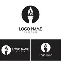 torche avec flamme logo vector illustration design