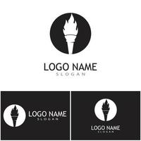 torche avec flamme logo vector illustration design