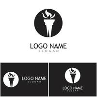 torche avec flamme logo vector illustration design