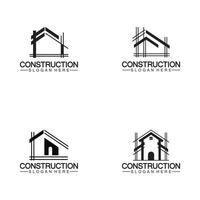 construction, réparation domiciliaire et création de logo de concept de construction, modèle de logo vectoriel de construction de maison