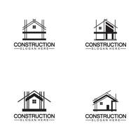 construction, réparation domiciliaire et création de logo de concept de construction, modèle de logo vectoriel de construction de maison