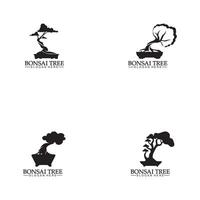 bonsai logo design silhouette icône vecteur