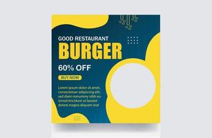 nourriture burger médias sociaux publier des publicités conception de couverture de bannière bannière de couverture de publication modèle de conception de vignettes vecteur