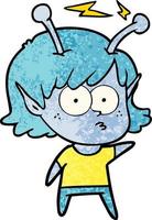 fille extraterrestre de dessin animé vecteur