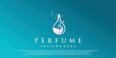 modèle de logo de parfum de beauté féminine. parfum de style linéaire créatif, flacon pulvérisateur, vecteur premium design de luxe