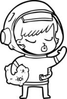 dessin animé jolie fille astronaute vecteur