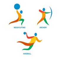 icône de handball haltérophilie tir à l'arc vecteur