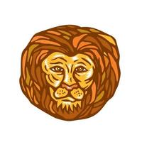 tête de lion gravure sur bois linogravure vecteur