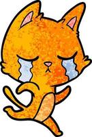chat de dessin animé qui pleure vecteur