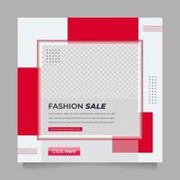 modèle de publication et de bannière de médias sociaux de vente de mode blanc rouge pour la promotion vecteur