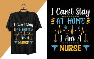 vecteur gratuit de conception de t-shirt infirmière vecteur typographique