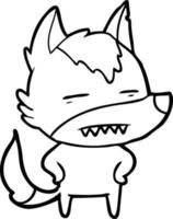 loup de dessin animé montrant des dents vecteur