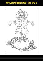 coloriage point à point d'halloween pour les enfants. conception de page de coloriage d'art en ligne pour les enfants. vecteur