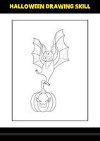 compétence de dessin d'halloween pour les enfants. coloriage de compétences de dessin d'halloween pour les enfants. vecteur