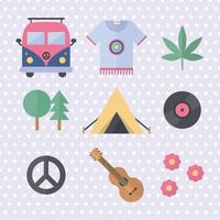 ensemble d'icônes plates hippies vecteur