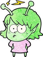 fille extraterrestre de dessin animé vecteur