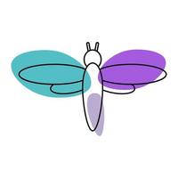papillon de nuit dans le style des dessins au trait avec des taches colorées. illustration vectorielle vecteur